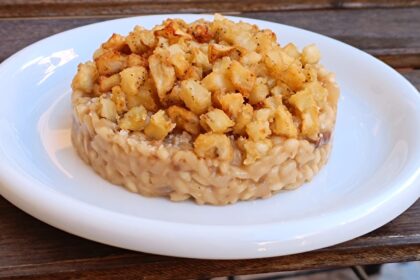 Risotto ai porcini con melanzane fritte